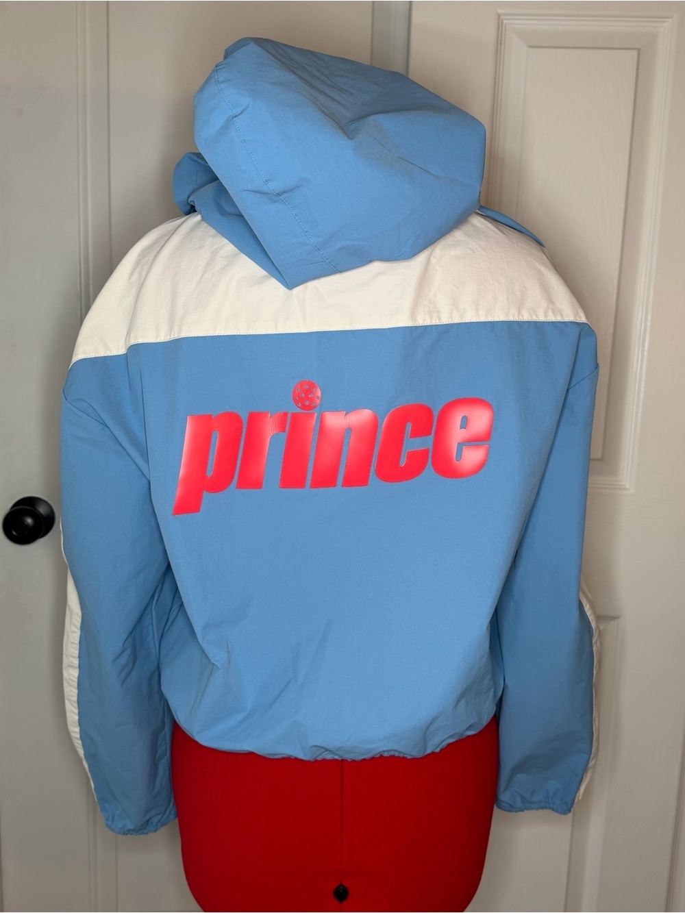 Prince Pickleball Blue White Pink Cropped Full Zip Hooded Windbreaker Women XL